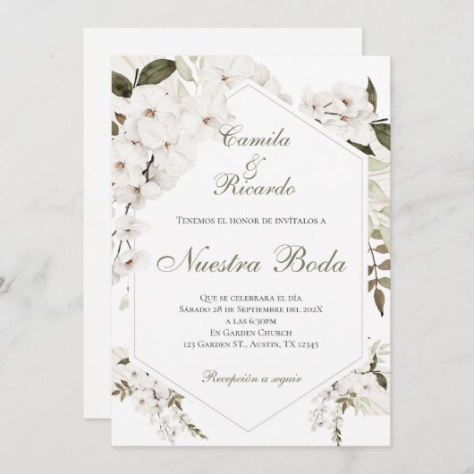 Invitación Boho Spanish Wedding Invitation Kaart (Voorkant / Achterkant)