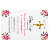 Invitación bonita del bautismo de la cruz del oro magneet (Horizontaal)