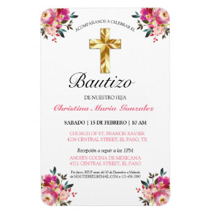 Invitación bonita del bautismo de la cruz del oro magneet