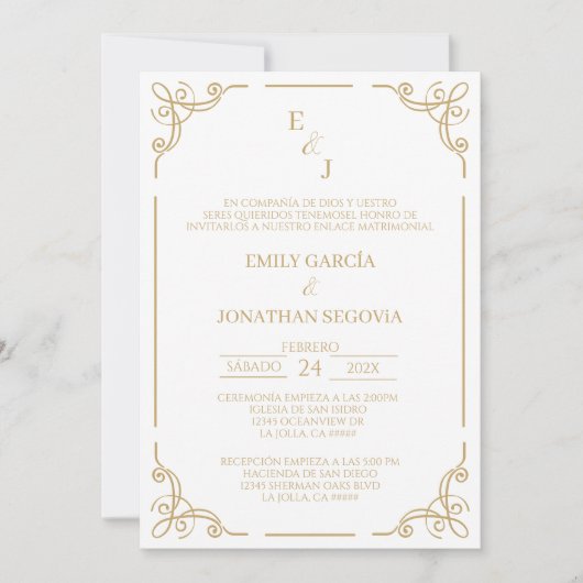 invitación bronce y oro minimalista invitation kaart (Voorkant)