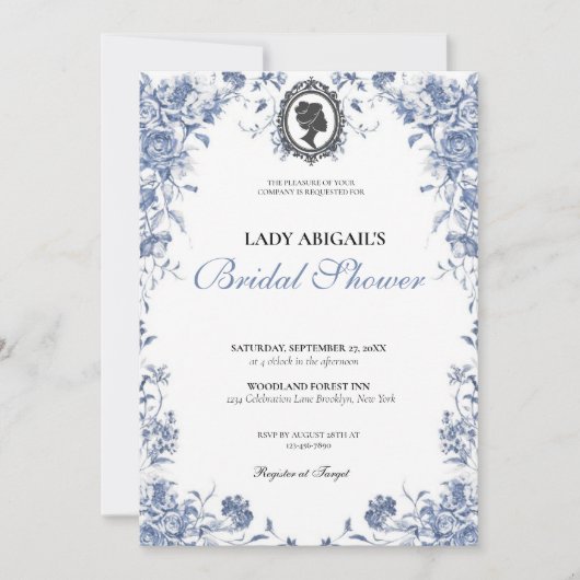 Invitación Budget Purple Florals Bridgerton Bridal Kaart (Voorkant)