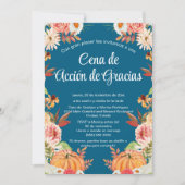 Invitación Cena de Acción de Gracias Azul Calabaza Kaart (Voorkant)