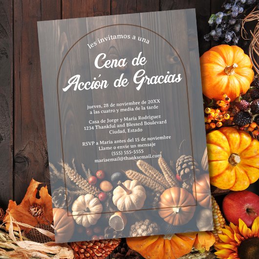 Invitación Cena de Acción de Gracias Con Calabazas Kaart