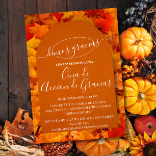 Invitación Cena de Acción de Gracias Hojas Otoño Kaart