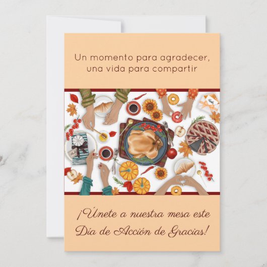 Invitación Cena de Acción de Gracias Mesa Familia Kaart (Voorkant)