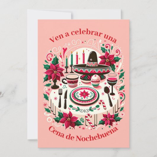 Invitación Cena de Nochebuena Spaans Kaart (Voorkant)
