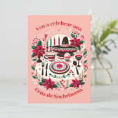 Invitación Cena de Nochebuena Spaans Kaart (Staand voorkant)