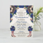 Invitación Charra Quinceanera Invitation, Royal bl Kaart (Staand voorkant)