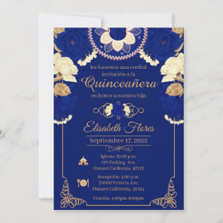 Invitacion Charro Invitation, in blue , and Gold Aankondiging