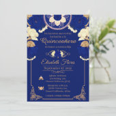 Invitacion Charro Invitation, in blue , and Gold Aankondiging (Staand voorkant)