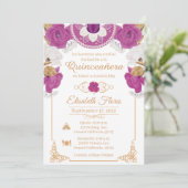 Invitacion Charro Invitation, Lila, Black and Gold Aankondiging (Staand voorkant)