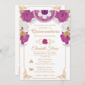 Invitacion Charro Invitation, Lila, Black and Gold Aankondiging (Voorkant / Achterkant)