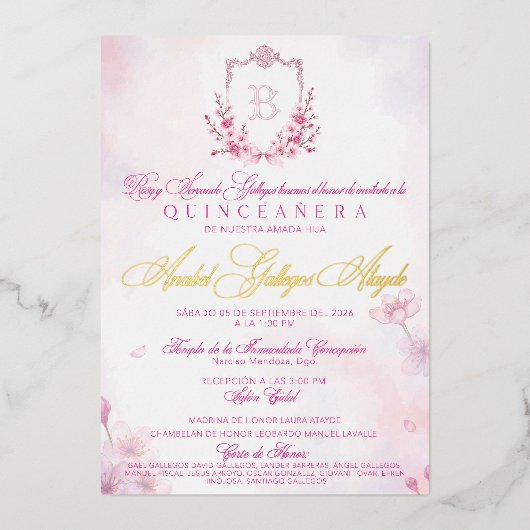 Invitacion Cherry Blossom Folie Uitnodiging (Voorkant)
