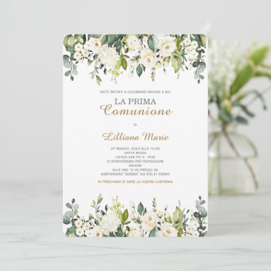 Invitación Comunión Niña Kaart (Staand voorkant)