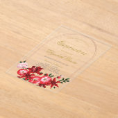Invitación con flor roja para quinceañera acryl uitnodigingen (Laagn)
