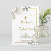 Invitación con ramo para bautismo kaart (Staand voorkant)