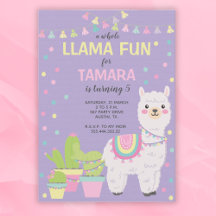 Invitación cumpleaños de Llama, lama divertida, c