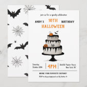 Invitación Cumpleaños Halloween Pastel Spooky Kaart (Voorkant / Achterkant)