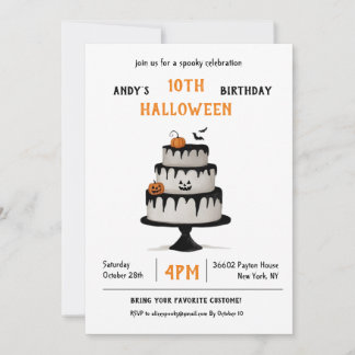 Invitación Cumpleaños Halloween Pastel Spooky Kaart