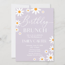 Invitación Daisies Birthday Brunch Party lilac Inv Kaart