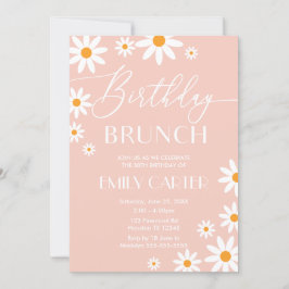 Invitación Daisies Birthday Brunch Party Pink Invi Kaart