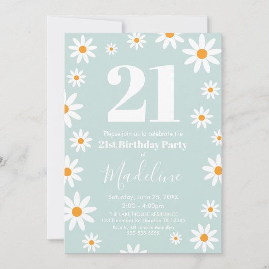 Invitación Daisies Birthday Party Invitation Kaart (Voorkant)
