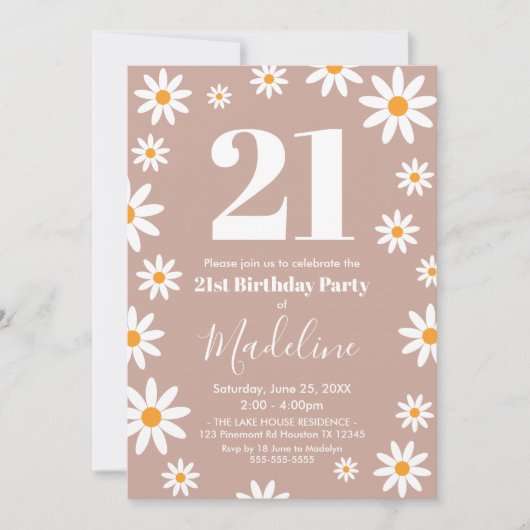 Invitación Daisies Birthday Party Invitation Kaart (Voorkant)