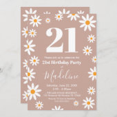 Invitación Daisies Birthday Party Invitation Kaart (Voorkant / Achterkant)