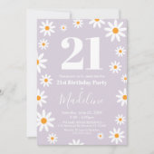 Invitación Daisies lilac Birthday Party Invitation Kaart (Voorkant)