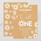 Invitación Daisies Wild One Birthday Party invitat Kaart (Voorkant / Achterkant)