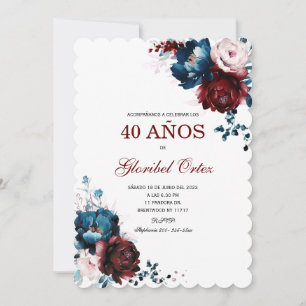 Invitación de 40 Años Mujer Kaart