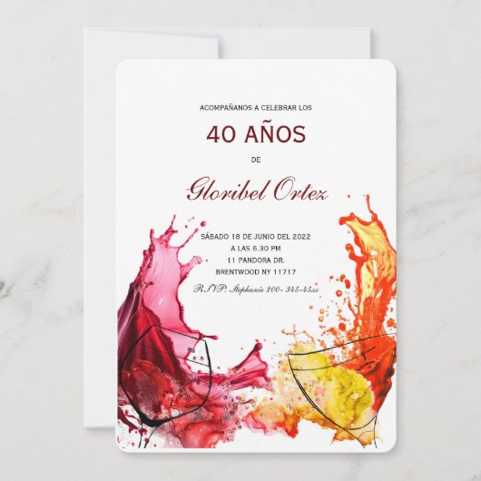 Invitación de 40 Años Mujer Kaart (Voorkant)