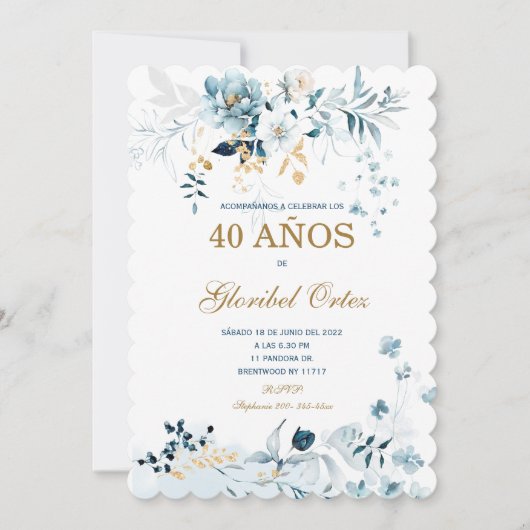 Invitación de 40 Años Mujer Kaart (Voorkant)