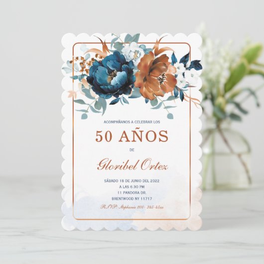 Invitación de 50 Años Mujer Kaart (Staand voorkant)