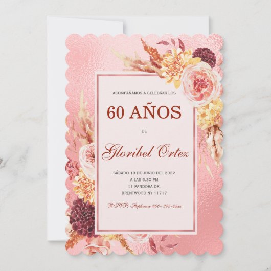 Invitación de 60 Años Mujer Kaart (Voorkant)