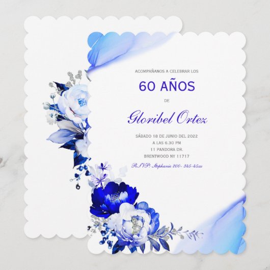 Invitación de 60 Años Mujer Kaart (Voorkant / Achterkant)