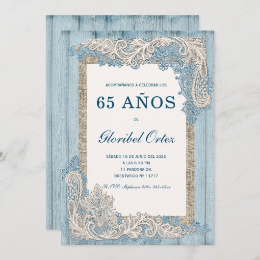 Invitación de 65 Años Mujer Kaart (Voorkant / Achterkant)