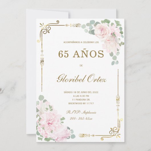 Invitación de 65 Años Mujer Kaart (Voorkant)