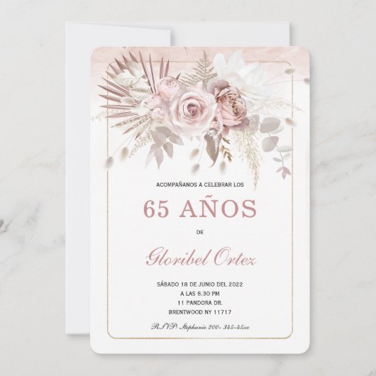 Invitación de 65 Años Mujer Kaart (Voorkant)