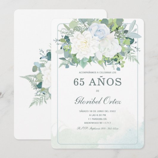 Invitación de 65 Años Mujer Kaart (Voorkant / Achterkant)