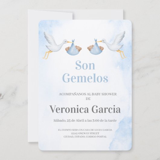 Invitacion de baby shower para gemelos kaart (Voorkant)
