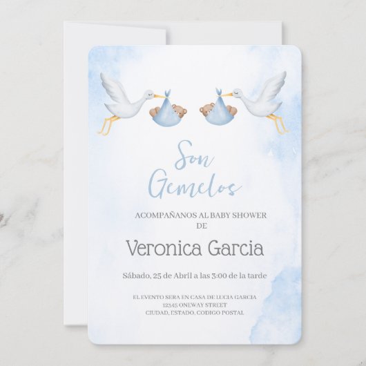 Invitacion de baby shower para gemelos kaart (Voorkant)