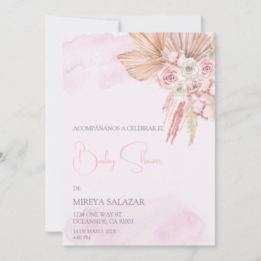 Invitacion de baby shower para niña tema boho kaart (Voorkant)