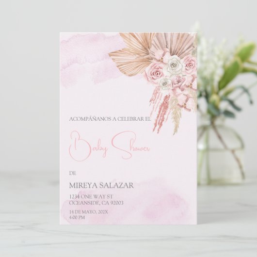 Invitacion de baby shower para niña tema boho kaart (Staand voorkant)