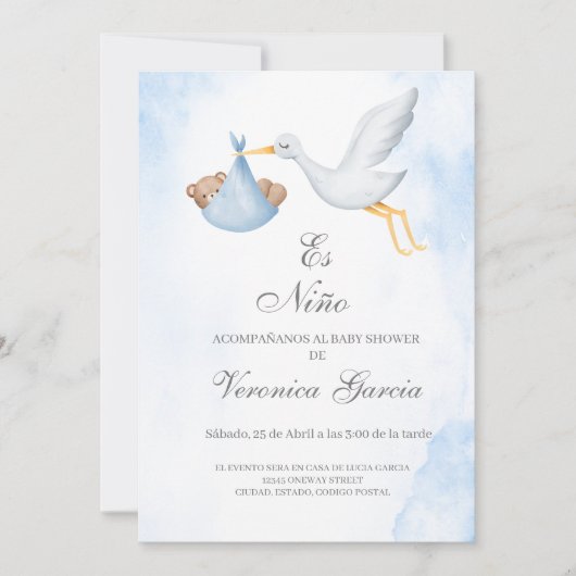 Invitacion de baby shower para niño kaart (Voorkant)