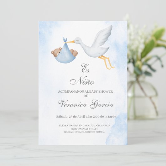 Invitacion de baby shower para niño kaart (Staand voorkant)