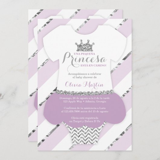 Invitación de Baby shower para una Princes Kaart (Voorkant / Achterkant)
