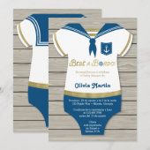 Invitación de Baby shower, Pequeño marinero Kaart (Voorkant / Achterkant)