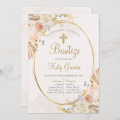 Invitación de bautismo bloemenboho en español kaart (Voorkant / Achterkant)
