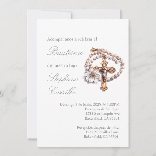 Invitación de bautismo con crucifijo kaart (Voorkant)